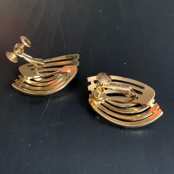 Napier Gold Clip Earrings - Picture 3 of 4